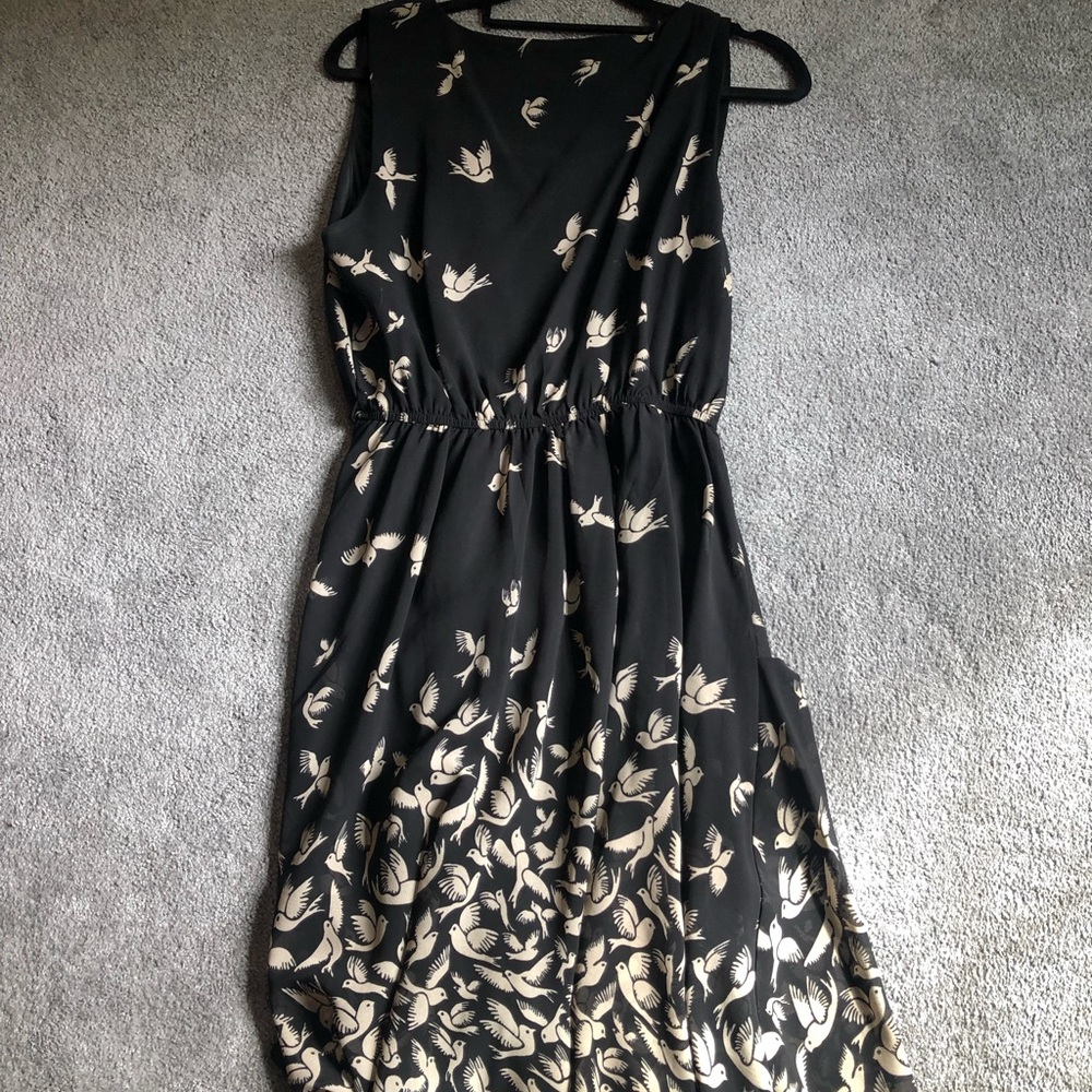 Summer bird knee length dress with pockets